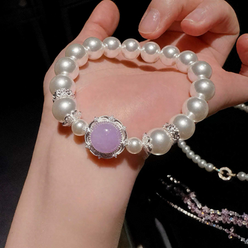 Pink Purple Crystal Waist Bracelet with Shell Beads: Emotion Soothing & Versatile Styling