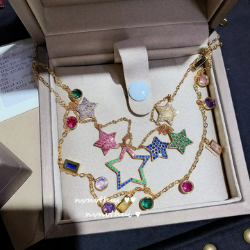 Rainbow Gem Star Tassel Necklace | Designer's