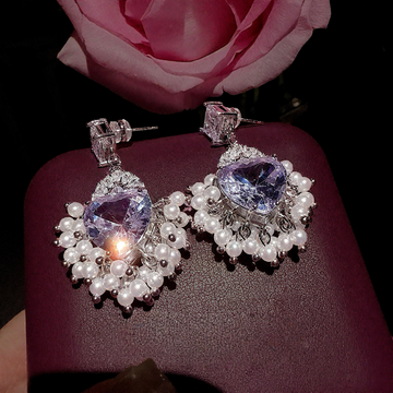 Royal Heart Tassel Earrings