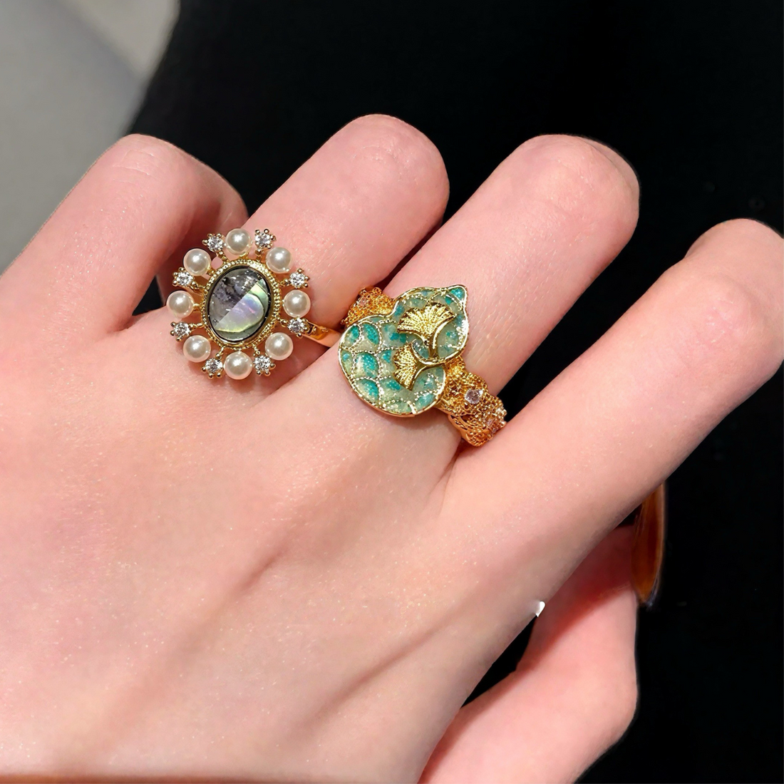 18K Gold-Plated Vintage Open Ring Set |