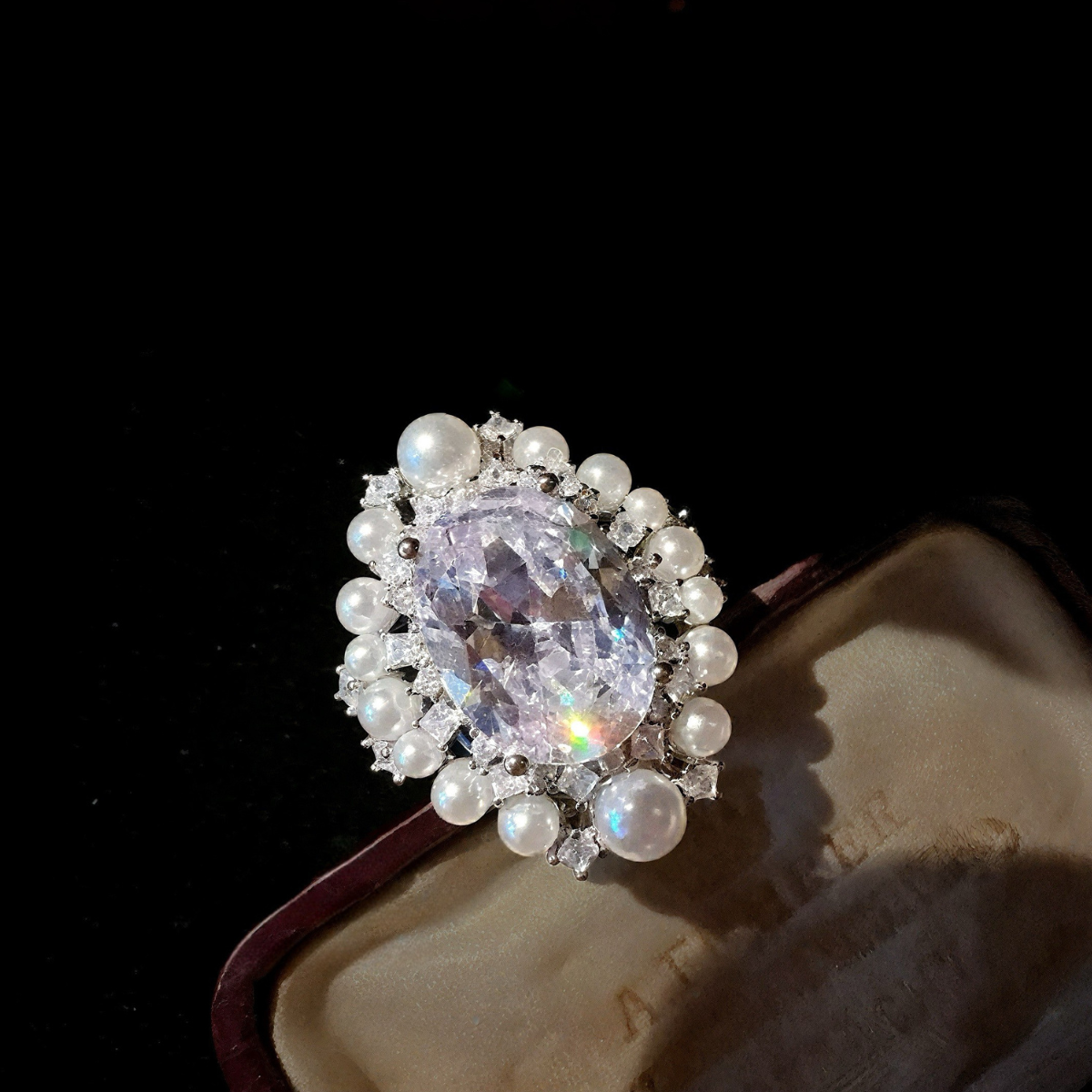 18K Gold-Plated Pearl & Oval Zircon Fairy Ring