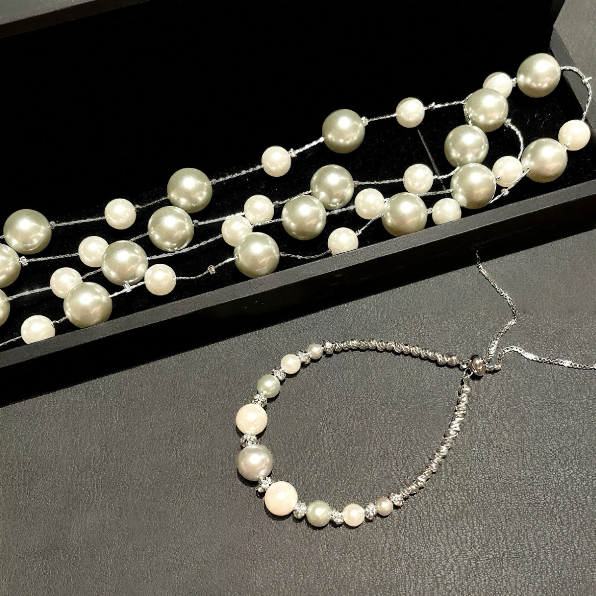 Gradient Gray Shell Pearl Bracelet: Elegant Glow for Daily & Special Moments