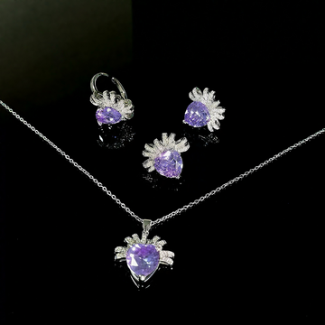 Grape Purple Ribbon Heart Earrings