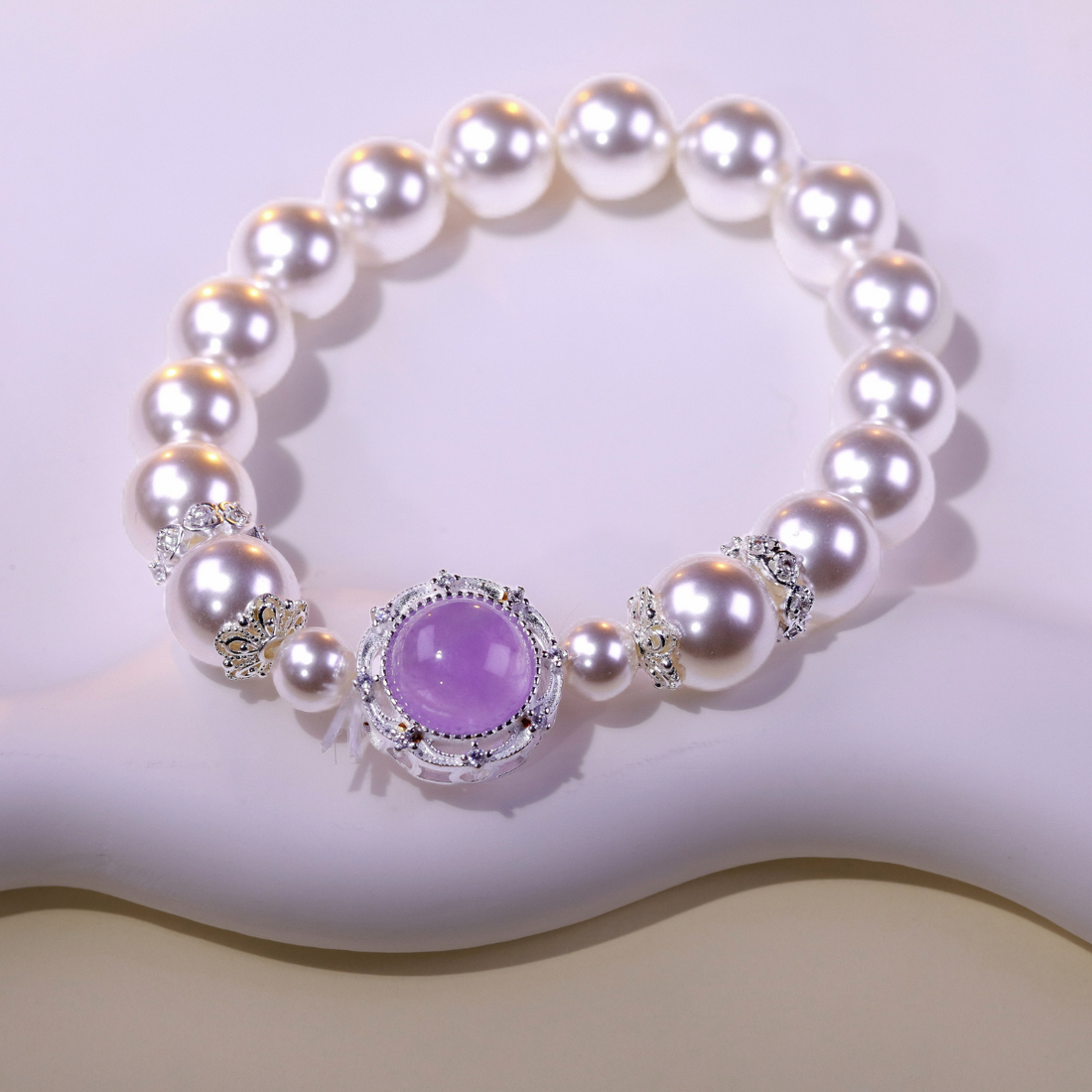 Pink Purple Crystal Waist Bracelet with Shell Beads: Emotion Soothing & Versatile Styling