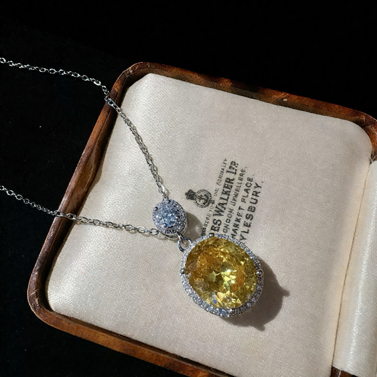 Twilight Oval Yellow Gem Necklace | 18K Gold Plated with Lab-Grown Diamonds