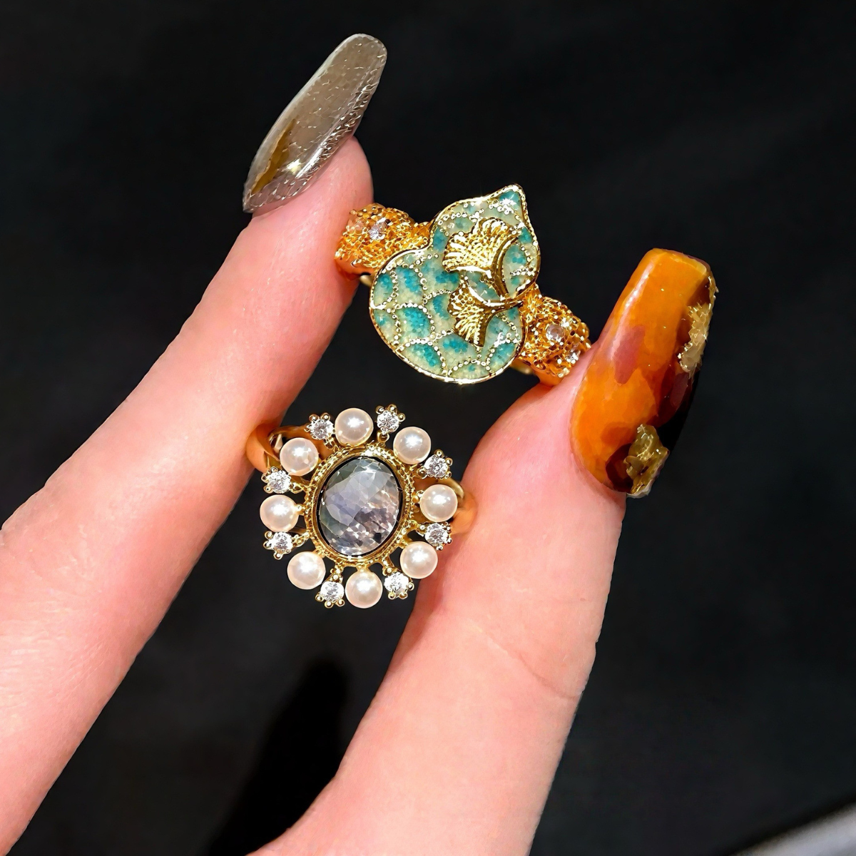 18K Gold-Plated Vintage Open Ring Set |