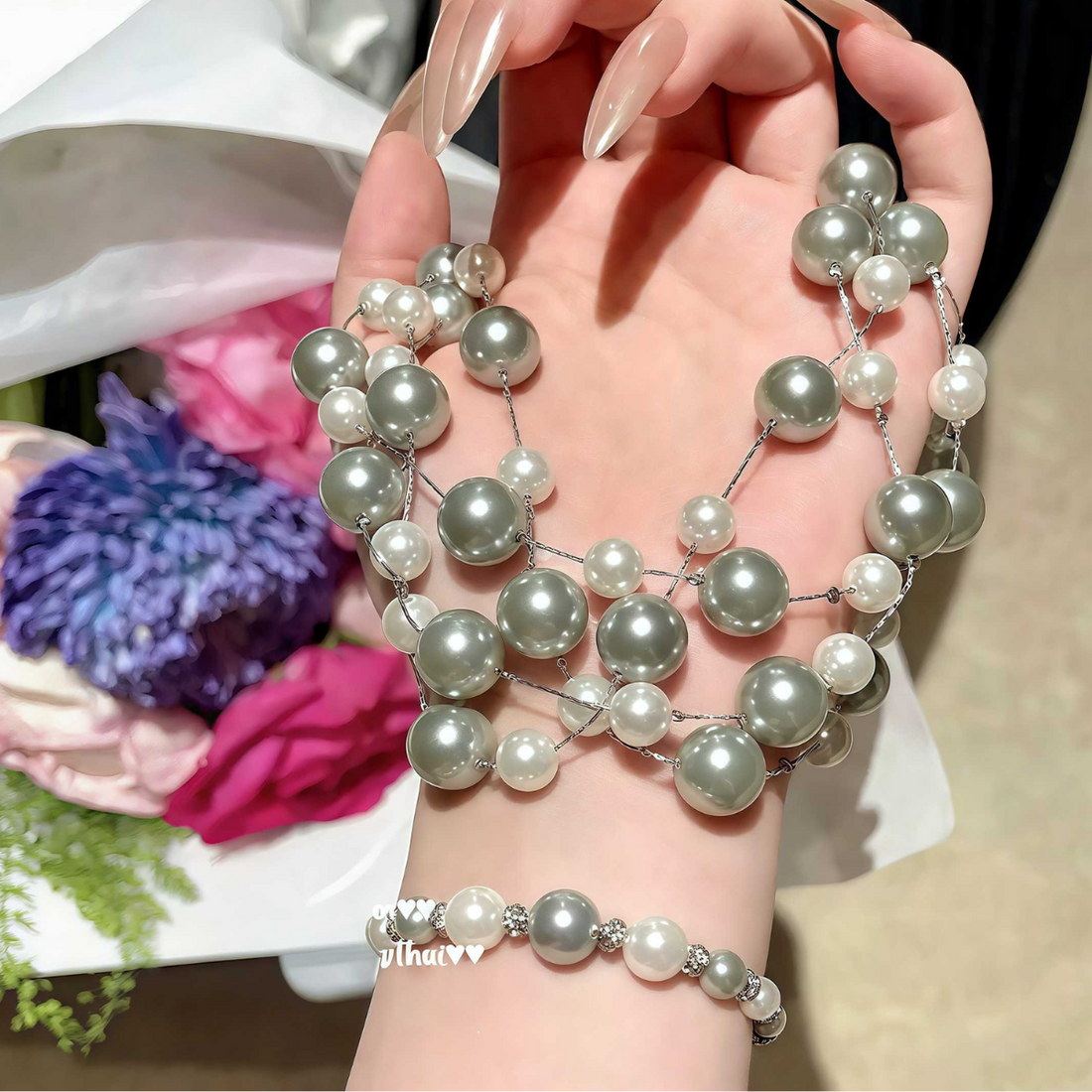 Morandi Multi-layer Drop Gradient Long Necklace